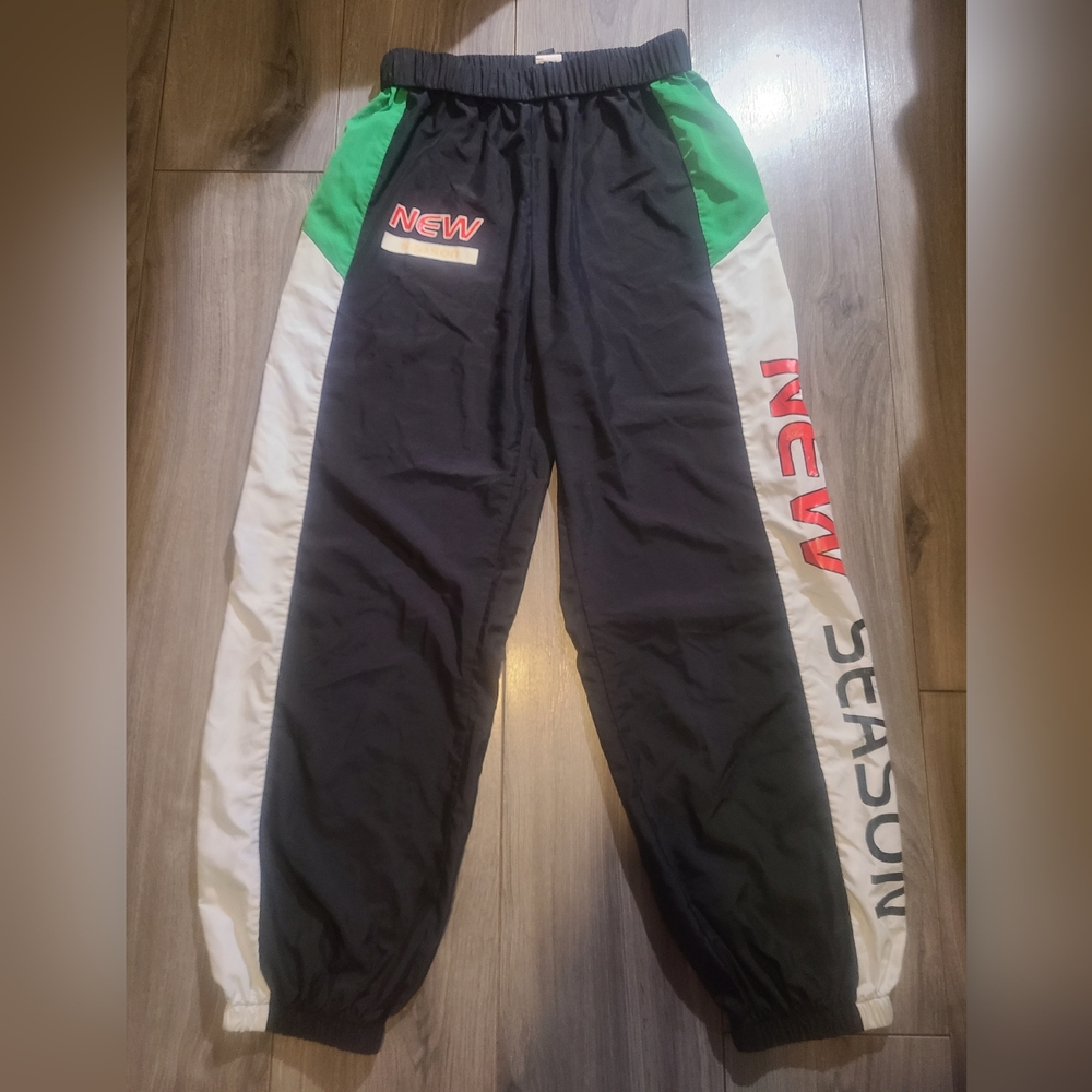Large Black parachute pants/track pants